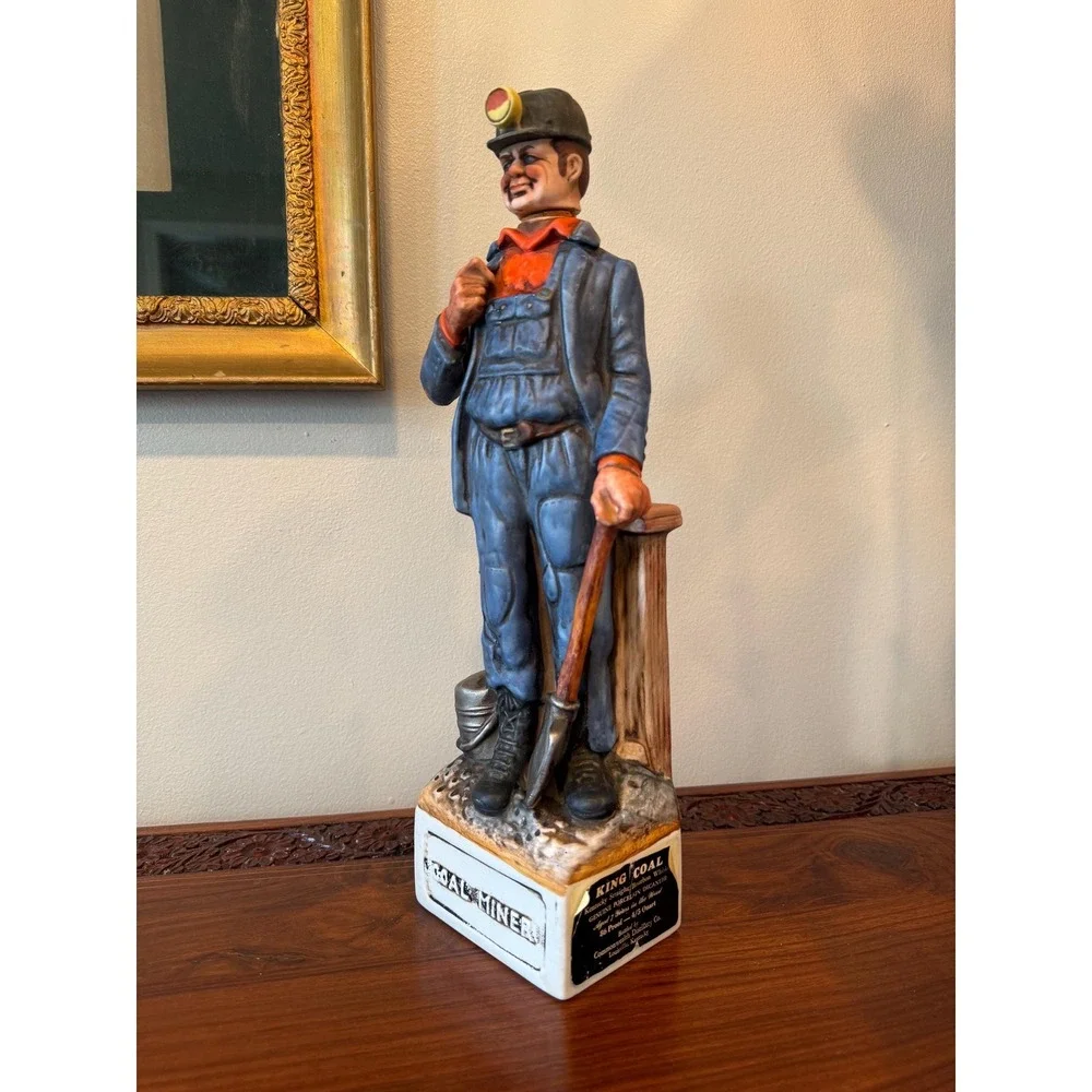Vintage 1975‎ Coal Miner Decanter, King Coal Bourbon Bottle, Porcelain Figural
